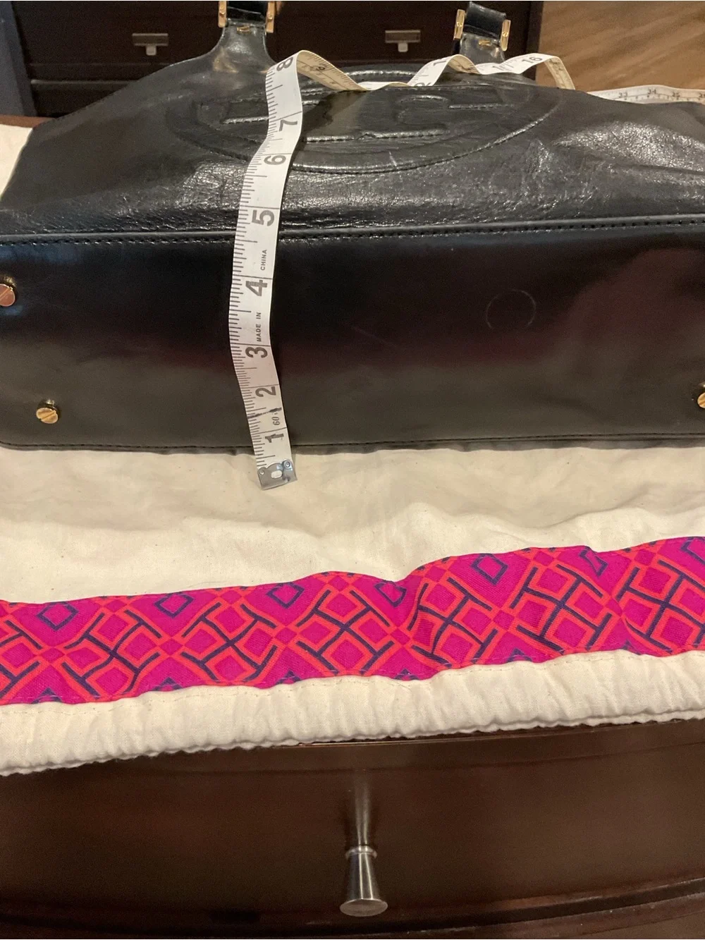Tory Burch Black Leather Logo Tote